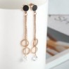 Rose gold long earrings - with crystal decoration