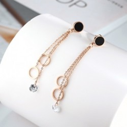 Rose gold long earrings - with crystal decoration