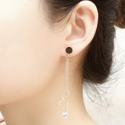 Rose gold long earrings - with crystal decoration
