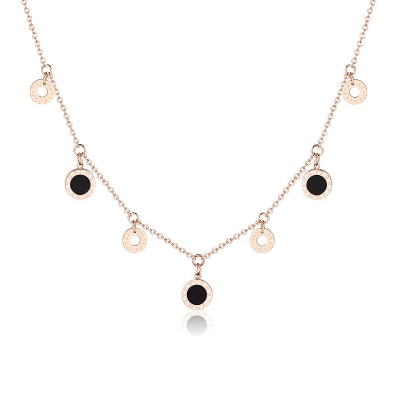 Gold necklace - round charms with Roman numbersNecklaces