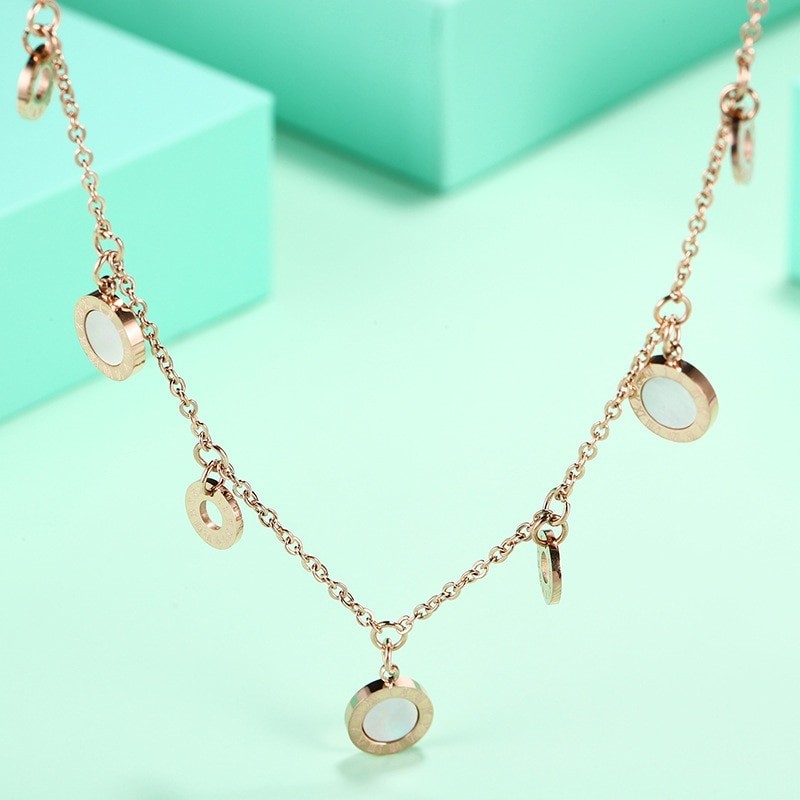 Gold necklace - round charms with Roman numbersNecklaces