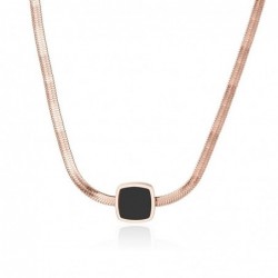 Rose gold necklace - thick snake chain - with a black pendantNecklaces