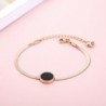 Rose gold bracelet - black round pendant with Roman numerals