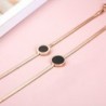 Rose gold bracelet - black round pendant with Roman numerals