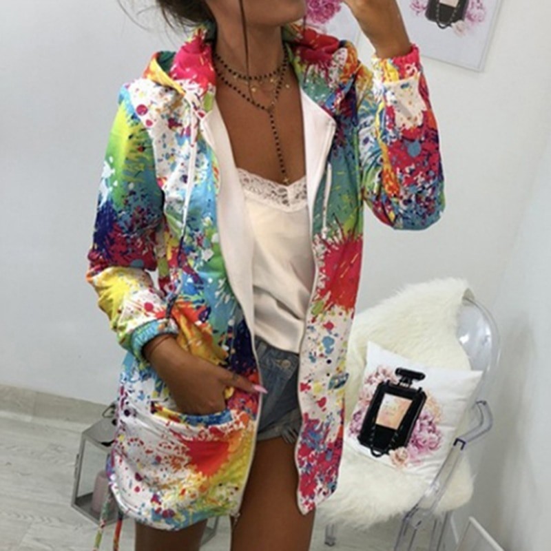 Jacket with hood - bomber - windbreaker - with pockets / zipper - colourful printJackets Jacket with hood - bomber - windbreaker - with pockets / zipper - colourful printJackets
