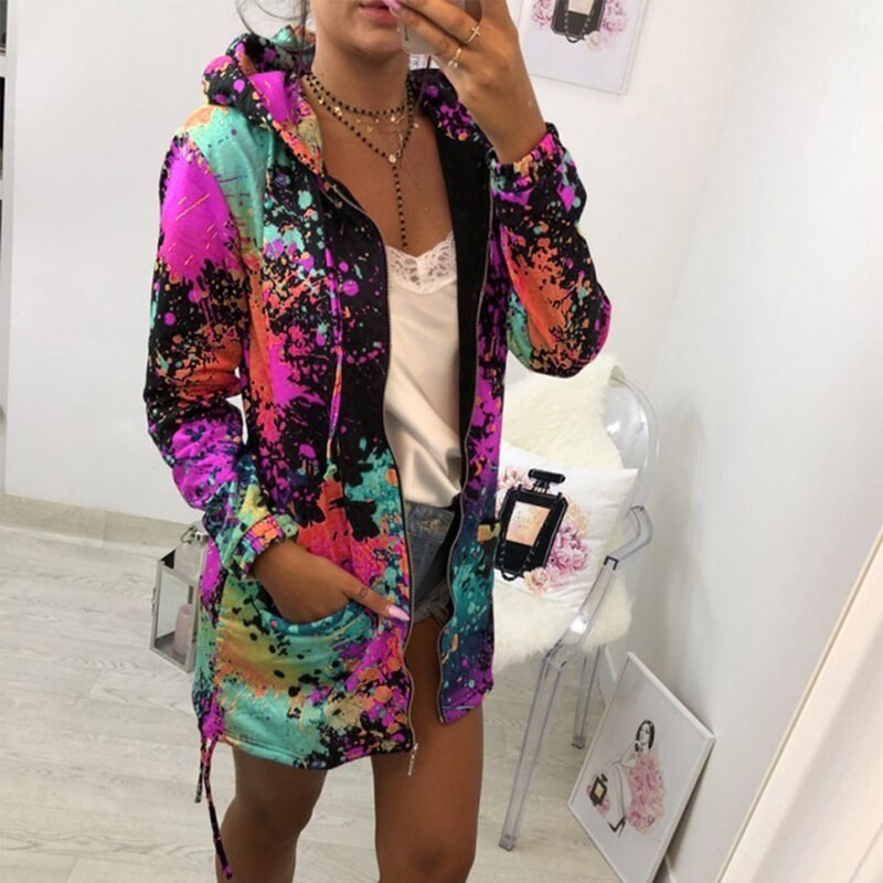 Jacket with hood - bomber - windbreaker - with pockets / zipper - colourful printJackets Jacket with hood - bomber - windbreaker - with pockets / zipper - colourful printJackets