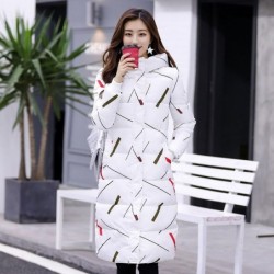 Warm / long down winter jacket with hood and zipper