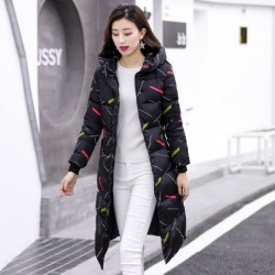 Warm / long down winter jacket with hood and zipper
