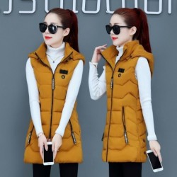 Warm sleeveless jacket - long hooded vest with zipper