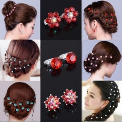 Crystal flowers hair clips - 10 pieces