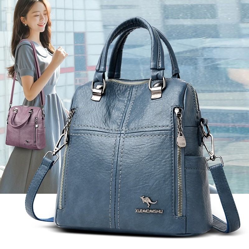 Multifunctional shoulder bag - leather backpack