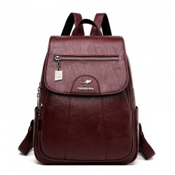 Leather backpack - with hand strap / zippers