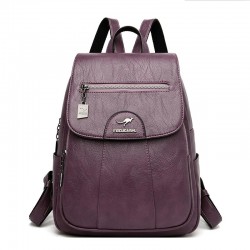 Leather backpack - with hand strap / zippers