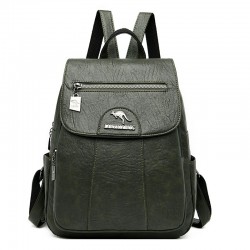Leather backpack - with hand strap / zippers