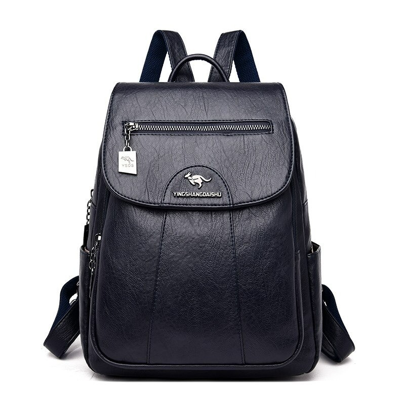 Leather backpack - with hand strap / zippersBackpacks