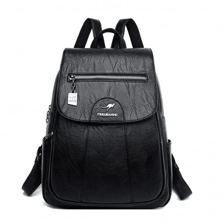 Leather backpack - with hand strap / zippers