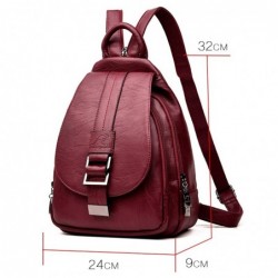 Fashionable leather backpack - with a metal front buckleBackpacks