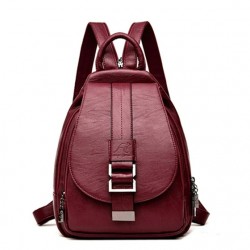 Fashionable leather backpack - with a metal front buckle