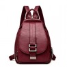 Fashionable leather backpack - with a metal front buckle