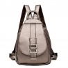 Fashionable leather backpack - with a metal front buckle