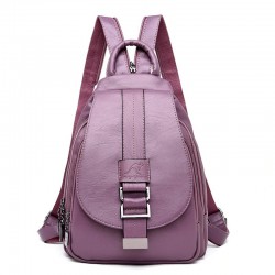 Fashionable leather backpack - with a metal front buckle