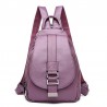 Fashionable leather backpack - with a metal front buckle