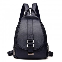 Fashionable leather backpack - with a metal front buckleBackpacks