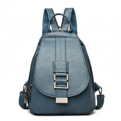 Fashionable leather backpack - with a metal front buckleBackpacks