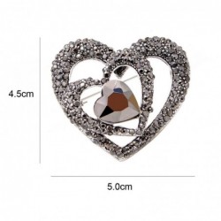 Black heart shaped brooch - with crystal