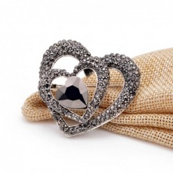 Black heart shaped brooch - with crystal