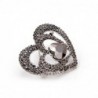 Black heart shaped brooch - with crystal