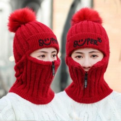 Winter hat with a pompom - balaclava with a zipper