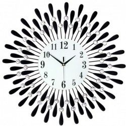 Modern wall clock - sun shape - with crystal decoration - 38 * 38cm