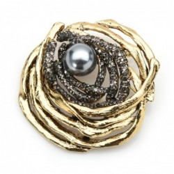 Bird nest with pearl - crystal broochBrooches