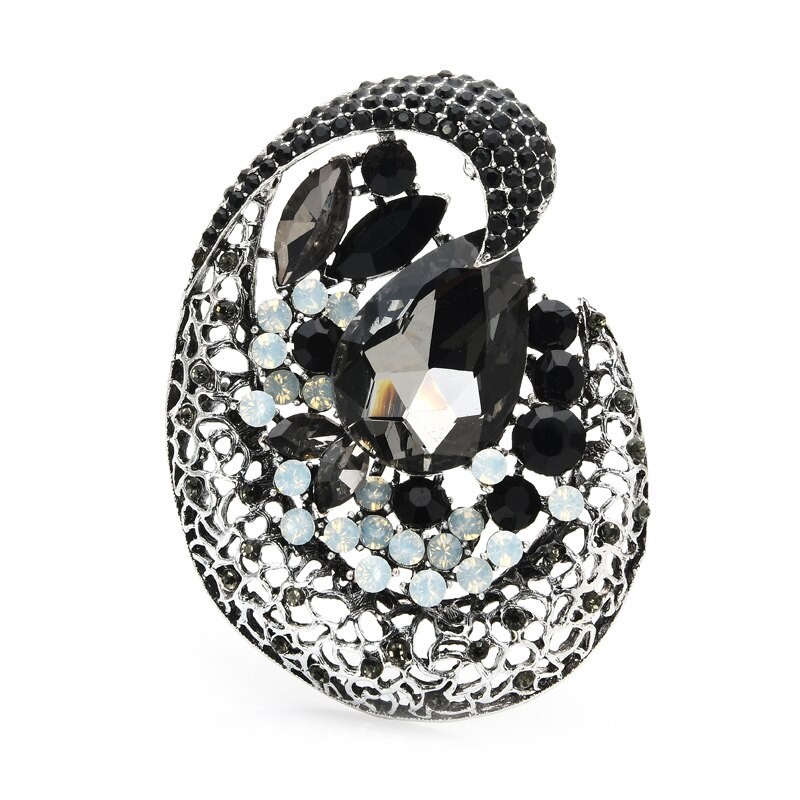 Big crystal flower - geometric brooch
