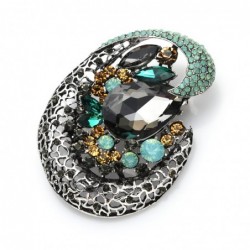 Big crystal flower - geometric brooch