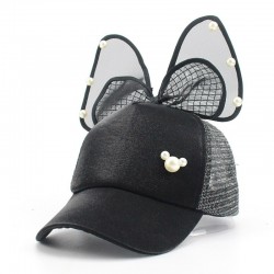 Kids baseball cap - snapback with bow / pearls / mesh