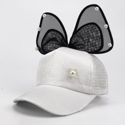 Kids baseball cap - snapback with bow / pearls / mesh