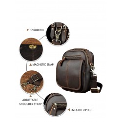Leather shoulder / crossbody bag - with zippers / pockets