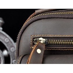 Leather shoulder / crossbody bag - with zippers / pockets
