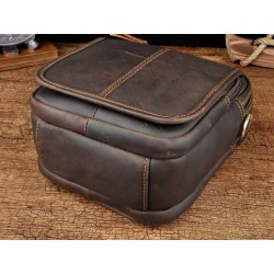 Leather shoulder / crossbody bag - with zippers / pockets