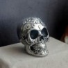 Skull with floral design - silver plated - Halloween decoration