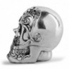 Skull with floral design - silver plated - Halloween decoration