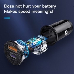 Mini - USB car phone charger - quick charge QC3.0 / PD 3.0 - type-C