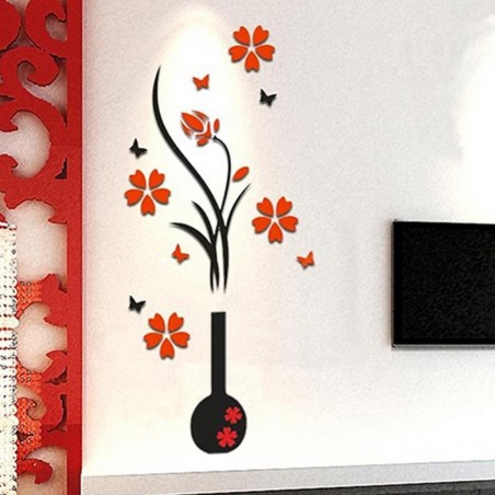 3D vase with flower tree - wall sticker - decal - removable