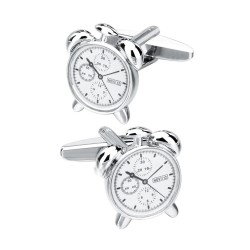 Alarm clock shaped cufflinks - stainless steel