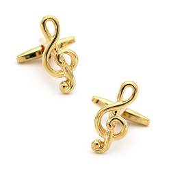 Musical notes cufflinks - stainless steel - gold / silver