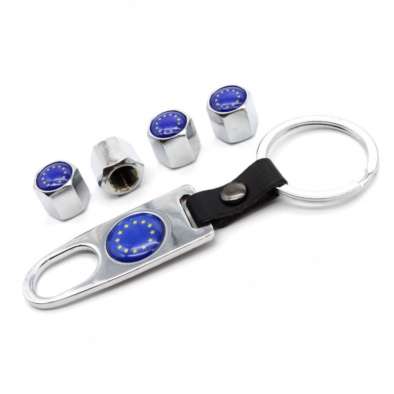 Car valve caps - anti theft - EU emblem - 5 piecesWheel parts