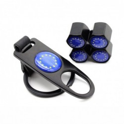 Car valve caps - anti theft - EU emblem - 5 pieces