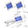 Blue square cufflinks / tie clip - zinc alloy
